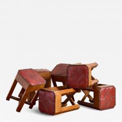 1930s French Oak and Leather Stool - 4614014
