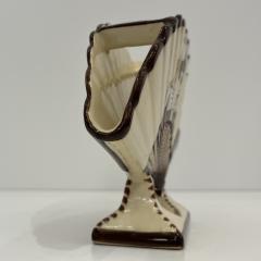 1930s French Signed Henriot Quimper Faience Yellow Fan Breton Man Woman Decor - 4414525