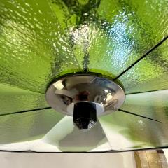 1930s Italian Art Deco White Green Murano Glass Black Iron Chandelier Lantern - 4278198