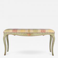 1930s Italian Painted Bench in Silk Upholstery - 2541283