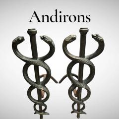 1930s Solide bronze snake andirons - 4811385