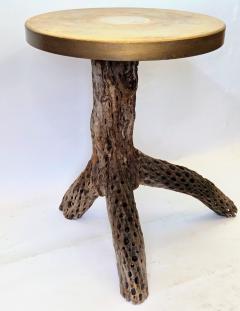1930s Southwestern Cholla Cactus and Gold Enamel Metal Pedestal Side Table - 4647623