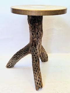 1930s Southwestern Cholla Cactus and Gold Enamel Metal Pedestal Side Table - 4647624