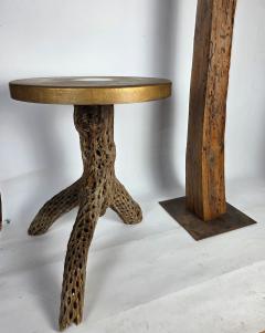 1930s Southwestern Cholla Cactus and Gold Enamel Metal Pedestal Side Table - 4647628