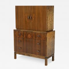 1930s Swedish Grace rootwood inlay bar cabinet - 3452998