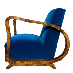 1930s Viennese pair figural burl walnut Art Deco lounge chairs - 4370975