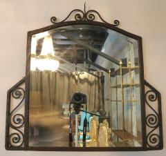 1930s Wrought Iron Console with Glass Top and Mirror - 306046