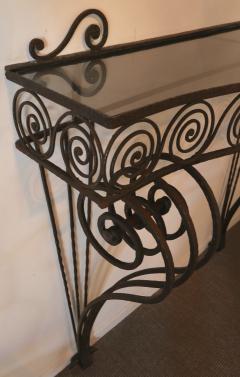 1930s Wrought Iron Console with Glass Top and Mirror - 306050