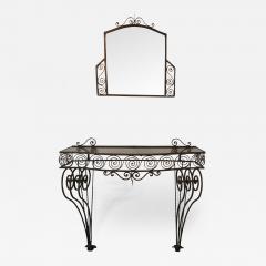 1930s Wrought Iron Console with Glass Top and Mirror - 307490