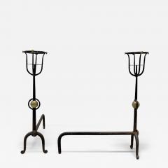 1930s Wrought Iron and Brass Fire Dogs France - 4080529