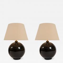 1930s black glass ball lamps - 749246
