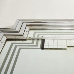 1930s large Art Deco chrome geometric mirror - 2165241