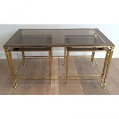 1940S NESTING COFFEE TABLE WITH SMOKED PORTRAIT GLASS - 798028