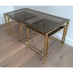 1940S NESTING COFFEE TABLE WITH SMOKED PORTRAIT GLASS - 798029
