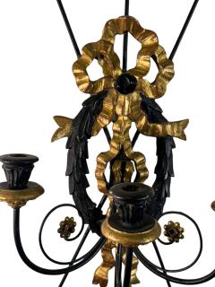1940S PAIR REGENCY GILT BLACK WOOD BUNDLE OF ARROWS THREE CANDLE WALL SCONCES - 4410287
