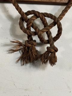 1940S WOODEN CARVED SAILBOAT PLAQUES WITH KNOTTED ROPE FRAME - 4404191