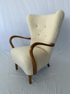 1940s Alfred Christensen Sheepskin Lounge Chair - 3866544