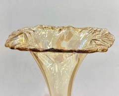 1940s Antique Italian Art Deco Amber Gold Crystal Murano Glass Tall Lily Vase - 4267922