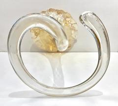 1940s Antique Italian Art Deco Amber Gold Crystal Murano Glass Tall Lily Vase - 4267925