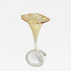 1940s Antique Italian Art Deco Amber Gold Crystal Murano Glass Tall Lily Vase - 4269398