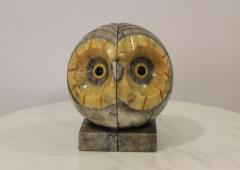 1940s Carved Alabaster Owl Bookends - 956710