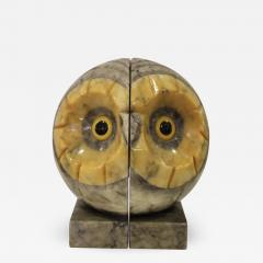 1940s Carved Alabaster Owl Bookends - 957294