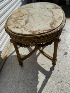 1940s Carved Louis XVI Oval Marble Top Coffee Table - 4365230
