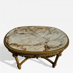 1940s Carved Louis XVI Oval Marble Top Coffee Table - 4369243
