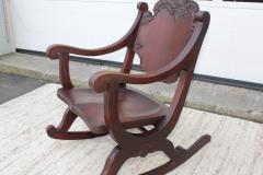 1940s Carved Mahogany Rocking Chair - 1067093