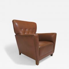 1940s Danish Deco Lounge Chair in Original Leather - 3624783