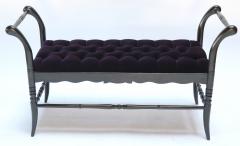 1940s Ebonized Tufted Velvet Italian Bench - 301892