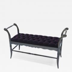 1940s Ebonized Tufted Velvet Italian Bench - 302071