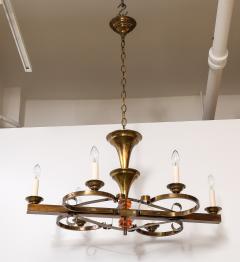 1940s French Art Deco Brass Chandelier - 3481739