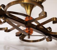 1940s French Art Deco Brass Chandelier - 3481740