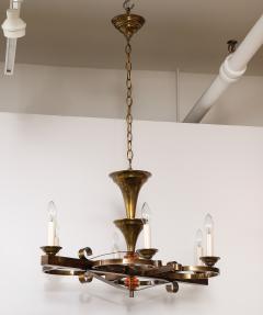 1940s French Art Deco Brass Chandelier - 3481744