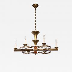 1940s French Art Deco Brass Chandelier - 3482376