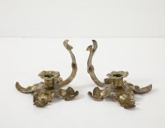 1940s French Arts And Crafts Brass Decorative Candle Holders - 4132577