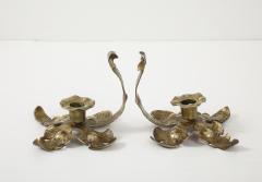 1940s French Arts And Crafts Brass Decorative Candle Holders - 4132580