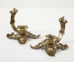 1940s French Arts And Crafts Brass Decorative Candle Holders - 4132581