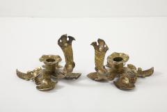 1940s French Arts And Crafts Brass Decorative Candle Holders - 4132582