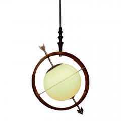 1940s French Glass Ringed Planet Globe Pendant - 1592493