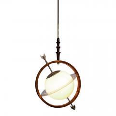 1940s French Glass Ringed Planet Globe Pendant - 1592495