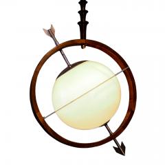 1940s French Glass Ringed Planet Globe Pendant - 1592496