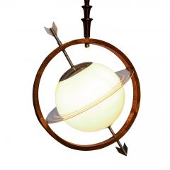 1940s French Glass Ringed Planet Globe Pendant - 1592497