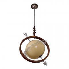 1940s French Glass Ringed Planet Globe Pendant - 1592501