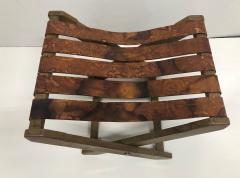 1940s French Oak and Leather Folding Stool - 1632088