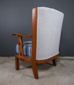 1940s French Orkney Style Oak Armchairs New Upholstery Vintage French Coverlet - 2224174
