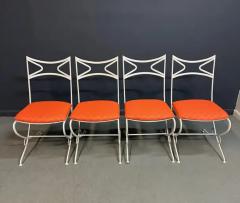 1940s French Outdoor Set of Iron Six Upholstered Chairs and Table Mid Century - 4059643