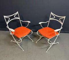 1940s French Outdoor Set of Iron Six Upholstered Chairs and Table Mid Century - 4059651