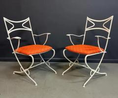 1940s French Outdoor Set of Iron Six Upholstered Chairs and Table Mid Century - 4059654